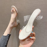 Transparente Sommerkristall-Sandalen für Damen im Freien